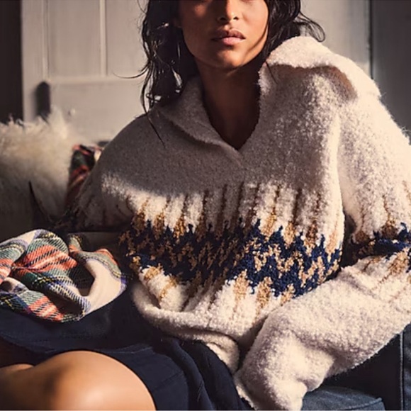 J. Crew Sweaters - J.CREW JOHNNY COLLAR FAIR ISLE SWEATER BOUCLE’ YARN